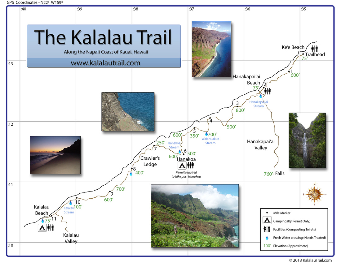 Kauai Kalalau Trail Map